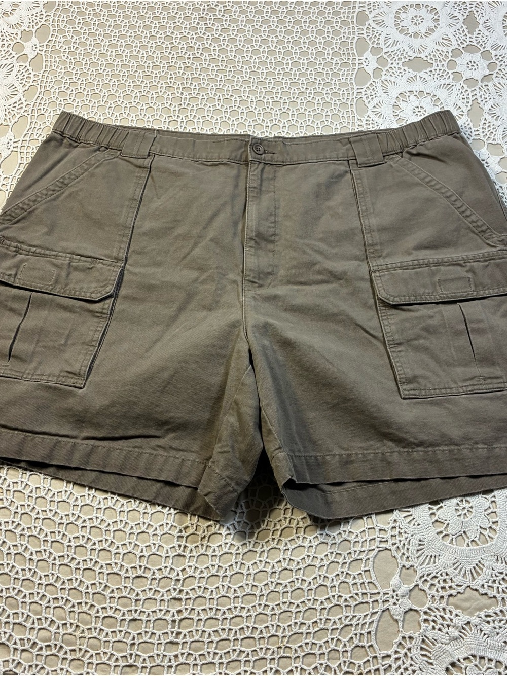 Savane Mens Cargo Shorts Size 44 Gray Cotton Canvas Flat Front Utility Pockets